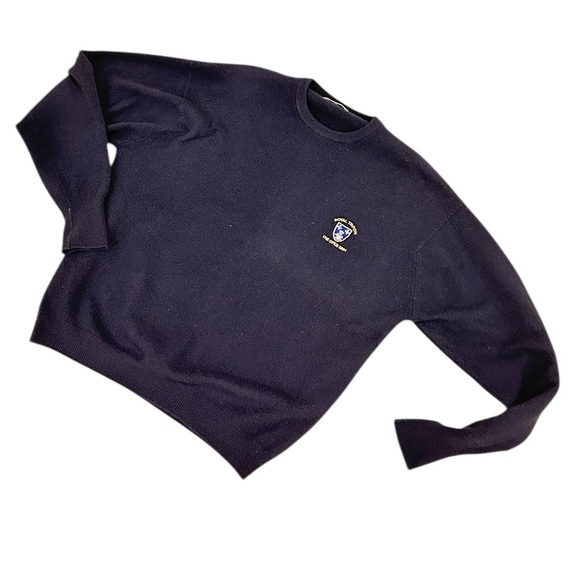 Peter Scott navy blue lambswool Sweater Scotland Royal troon the open 2004 sz 44 - Picture 1 of 5